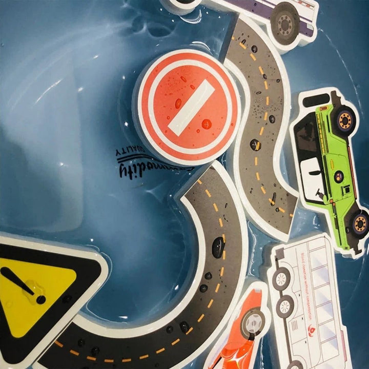 赤ちゃん用品 | お風呂用バスステッカー知育玩具セット - 乗り物＆道路デザイン