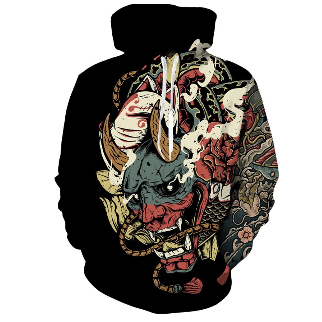 男性ファッション その他 | 赤鬼和柄セットアップ パーカー＆ボトムス 男女兼用 Mor/Lor/XL