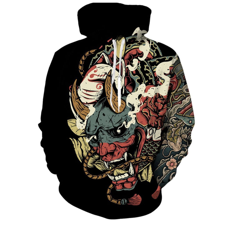 男性ファッション その他 | 赤鬼和柄セットアップ パーカー＆ボトムス 男女兼用 Mor/Lor/XL