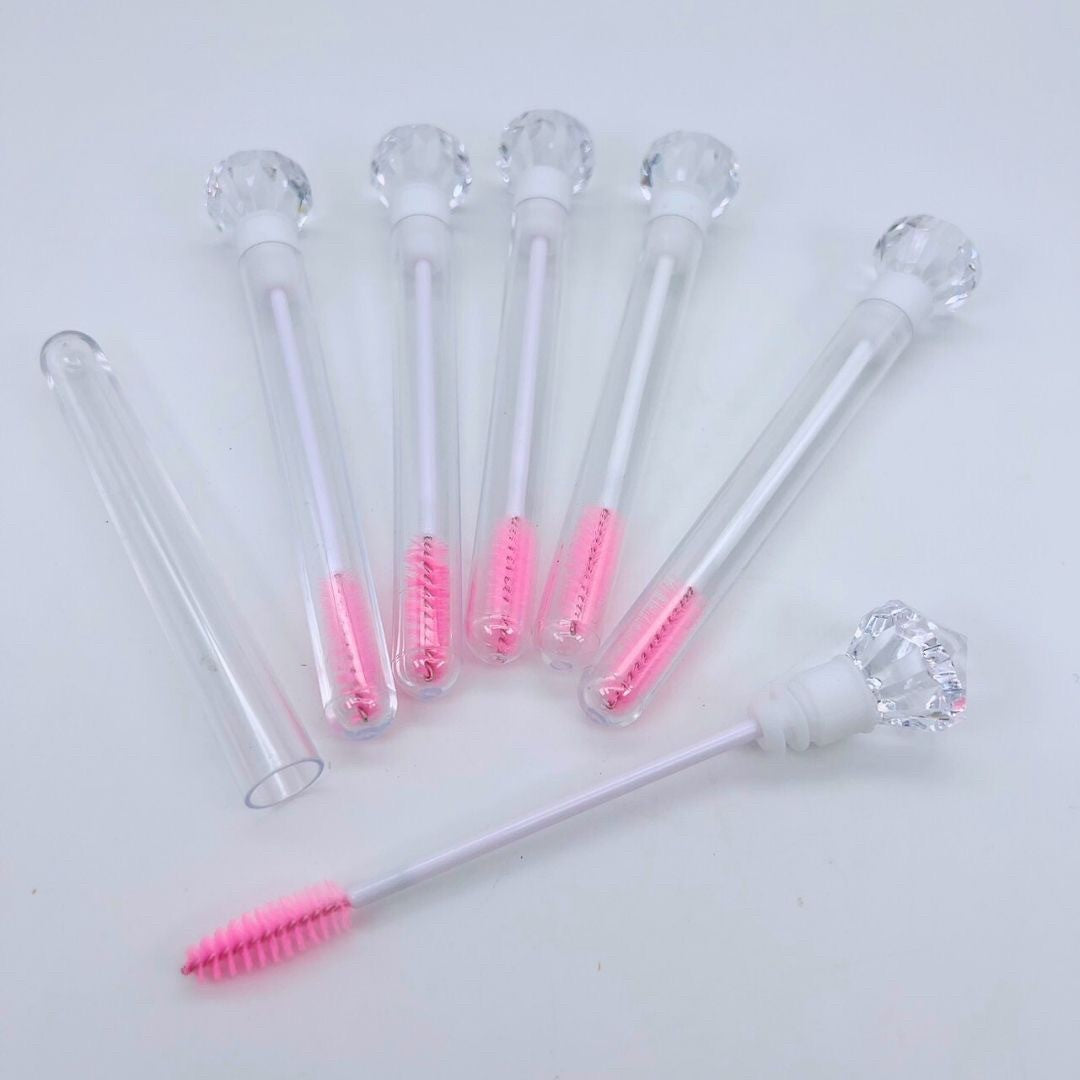 コスメティック | ダイヤモンドアイラッシュブラシ5本セット - 9色ピンククリアケース付き