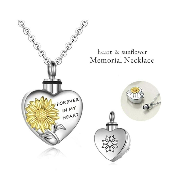 ネックレス | シルバー向日葵ハート遺骨ネックレス