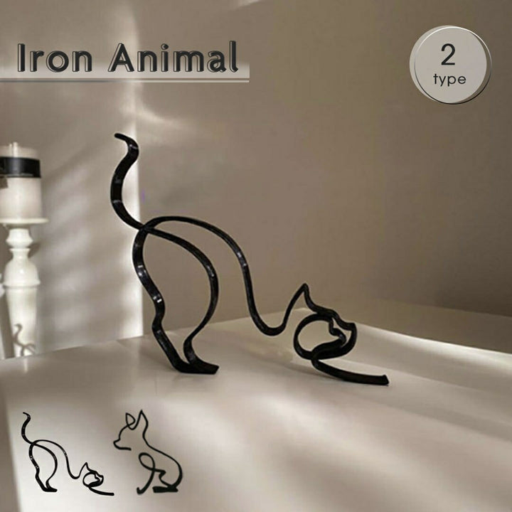 インテリア オブジェ | アイアン製一筆書き猫or犬のインテリアオブジェ