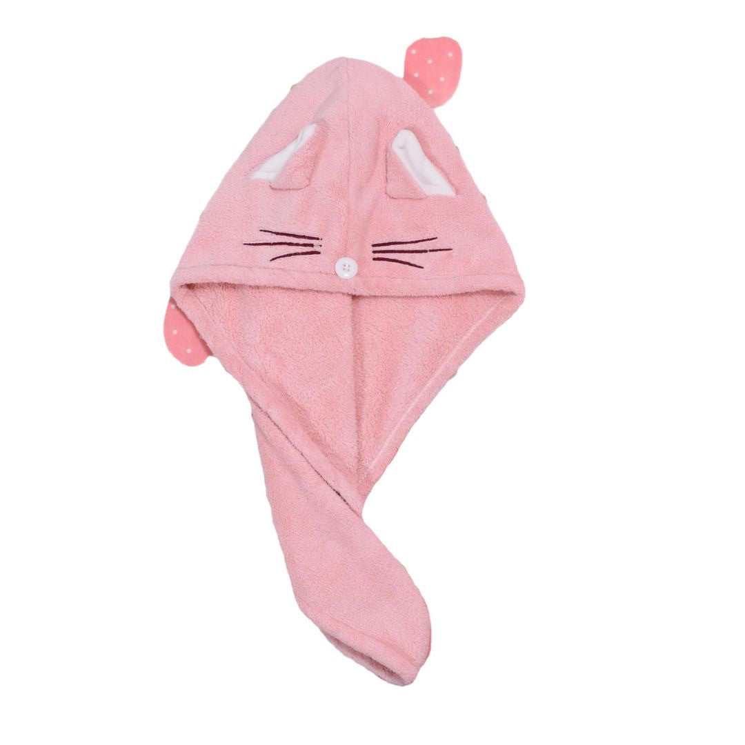 インテリアインテリア雑貨 その他 | ピンク猫デザインの速乾ヘアタオル（ボタン付き）