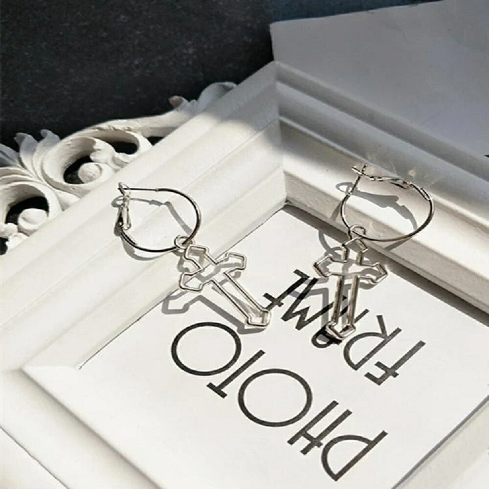 ピアス イヤーカフ | クロスチェーンピアス ２個セット ユニセックス