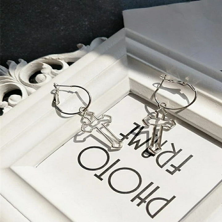 ピアス イヤーカフ | クロスチェーンピアス ２個セット ユニセックス