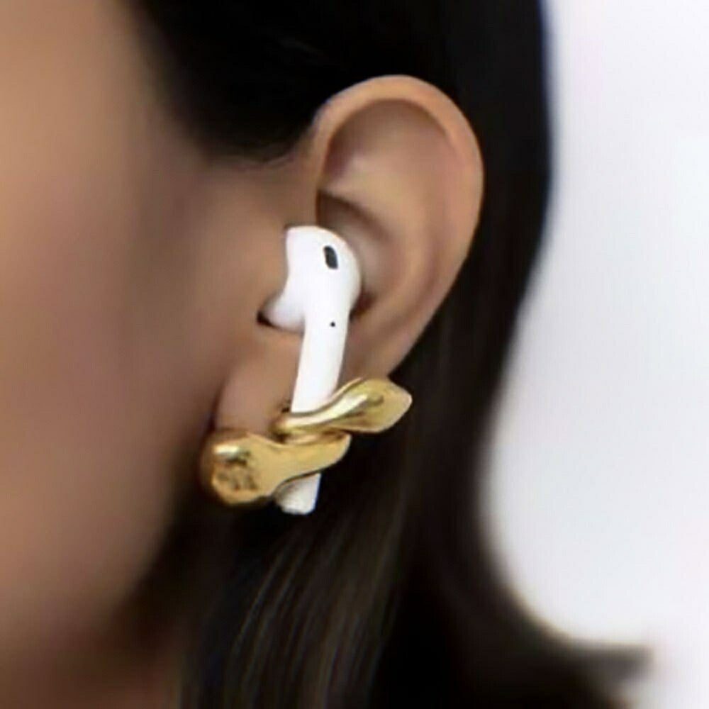 ピアス イヤーカフ | ゴールドピアス型AirPodsアクセサリー 落下防止・おしゃれ