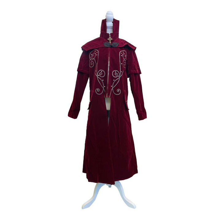 男性ファッション その他 | ヴィンテージ風 ドラキュラコスプレ衣装 - ワインレッドベロアマント