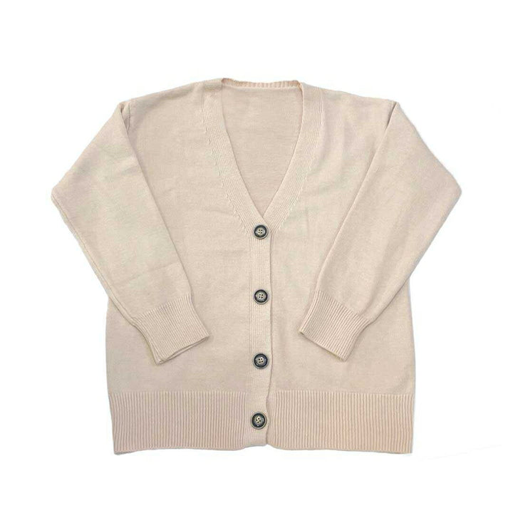 アウター ジャケット | ベージュ スクールニット カーディガン - 男女兼用 学生服