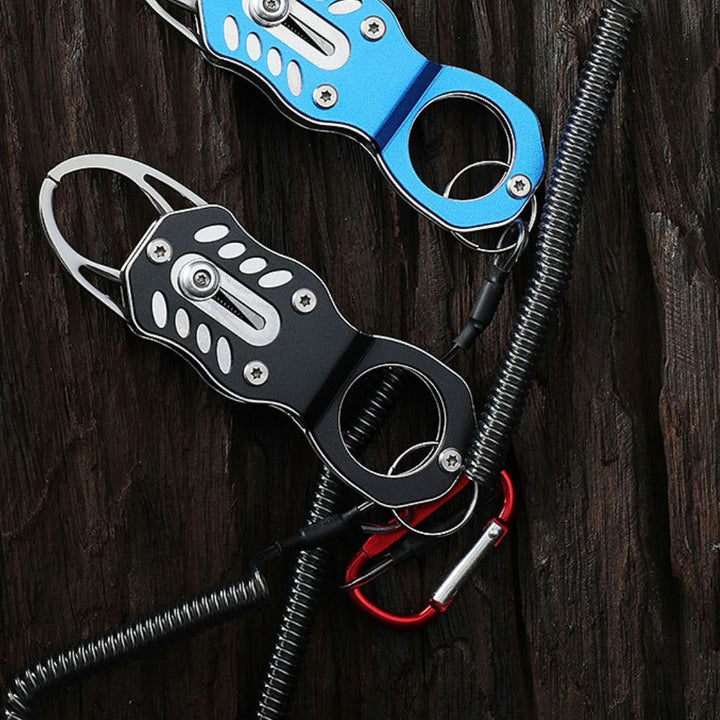 釣り 道具 | 軽量・安全フィッシュグリップ ブラック - 落下防止カラビナ付き