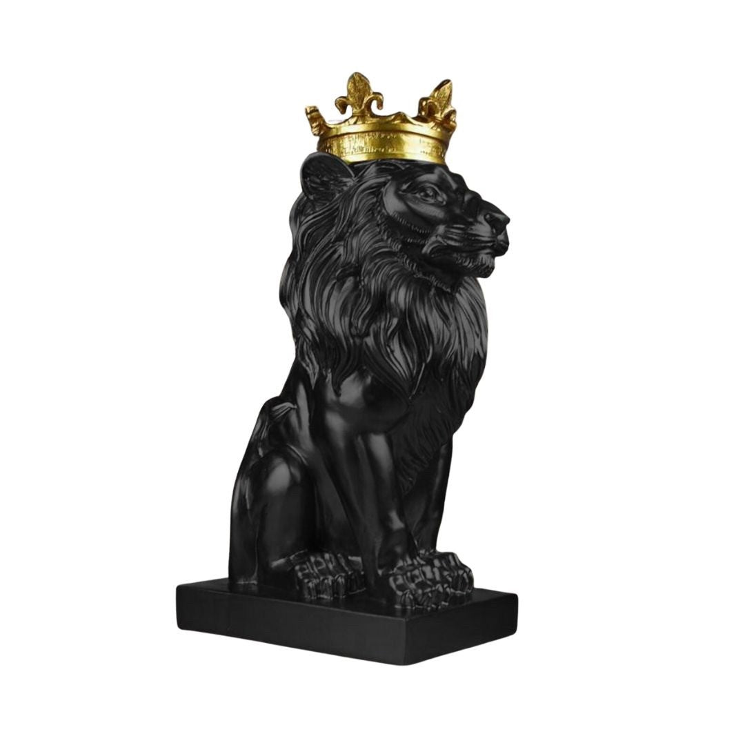 インテリア オブジェ | キングライオン置物3個セット - ゴールド・ブラック・ホワイト