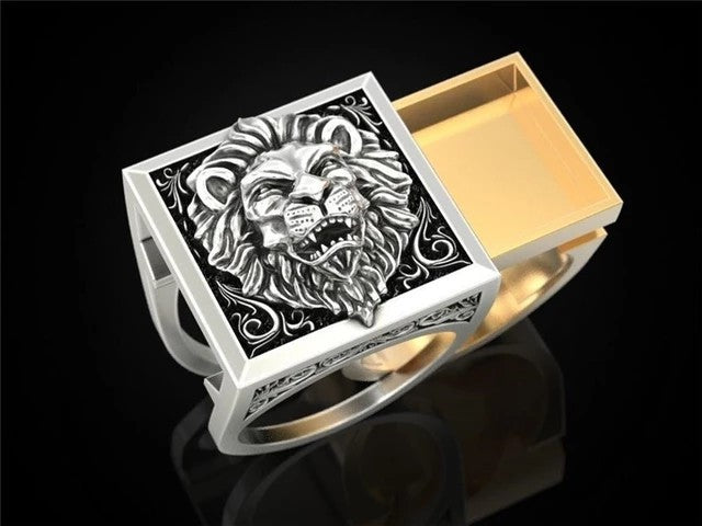 リング | ライオン スライドリング メンズ 24号 シルバーカラー