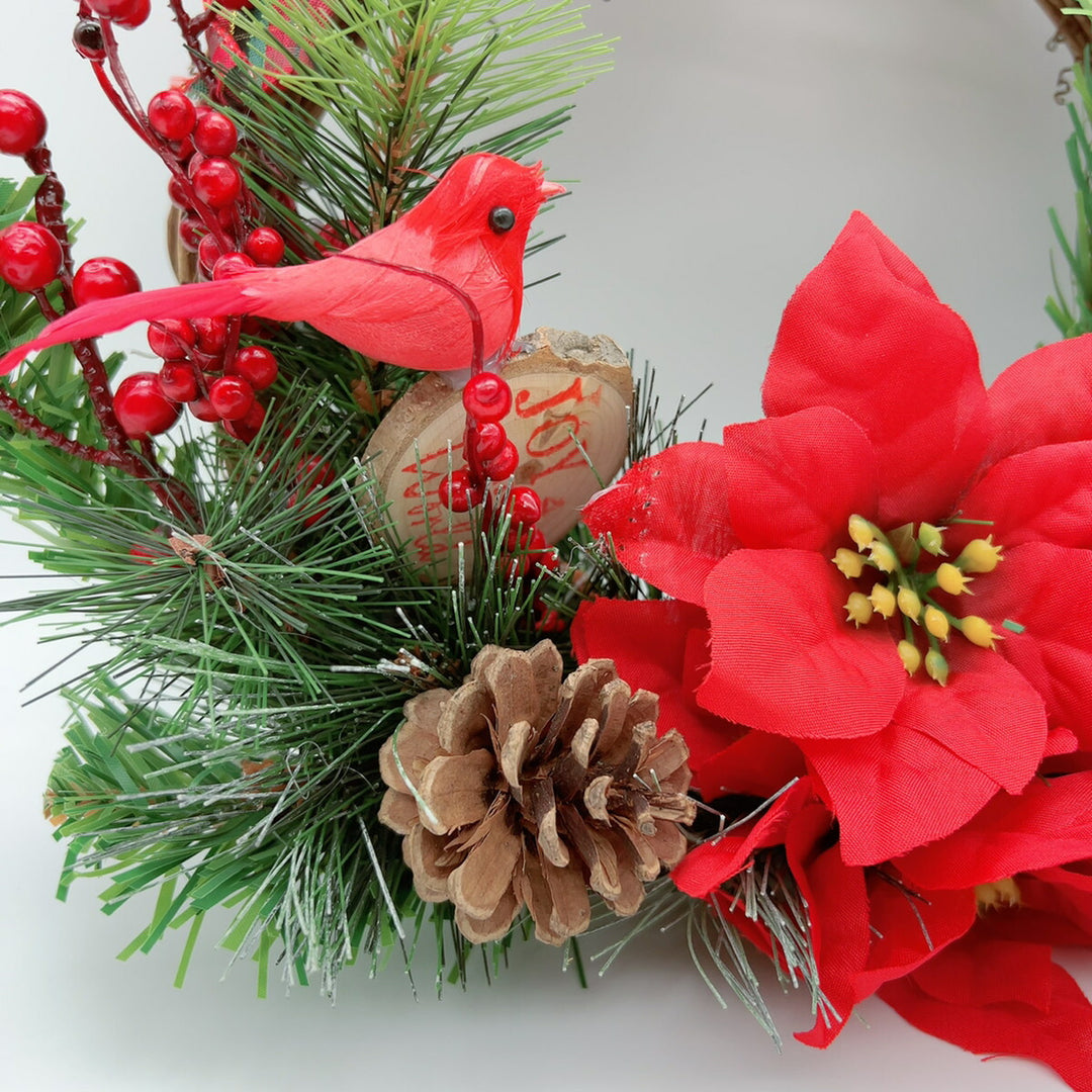 イベントグッズ | クリスマスリース 35cm 赤リボン付き アートフラワー装飾