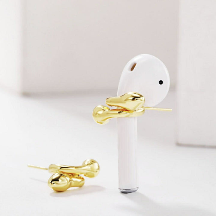 ピアス イヤーカフ | ゴールドピアス型AirPodsアクセサリー 落下防止・おしゃれ