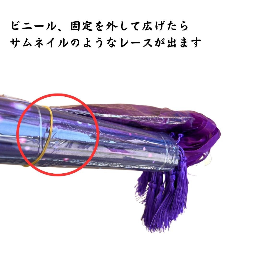 コスプレ小物 | 紫の和風UVカット日傘 - レディース向けクラシックデザイン