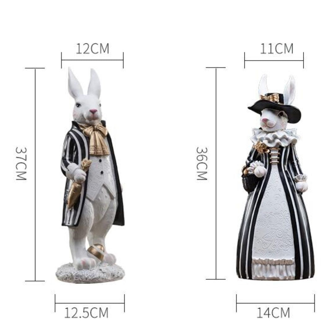 インテリア オブジェ | 紳士＆婦人ラビット自転車置物 - 干支うさぎシリーズ