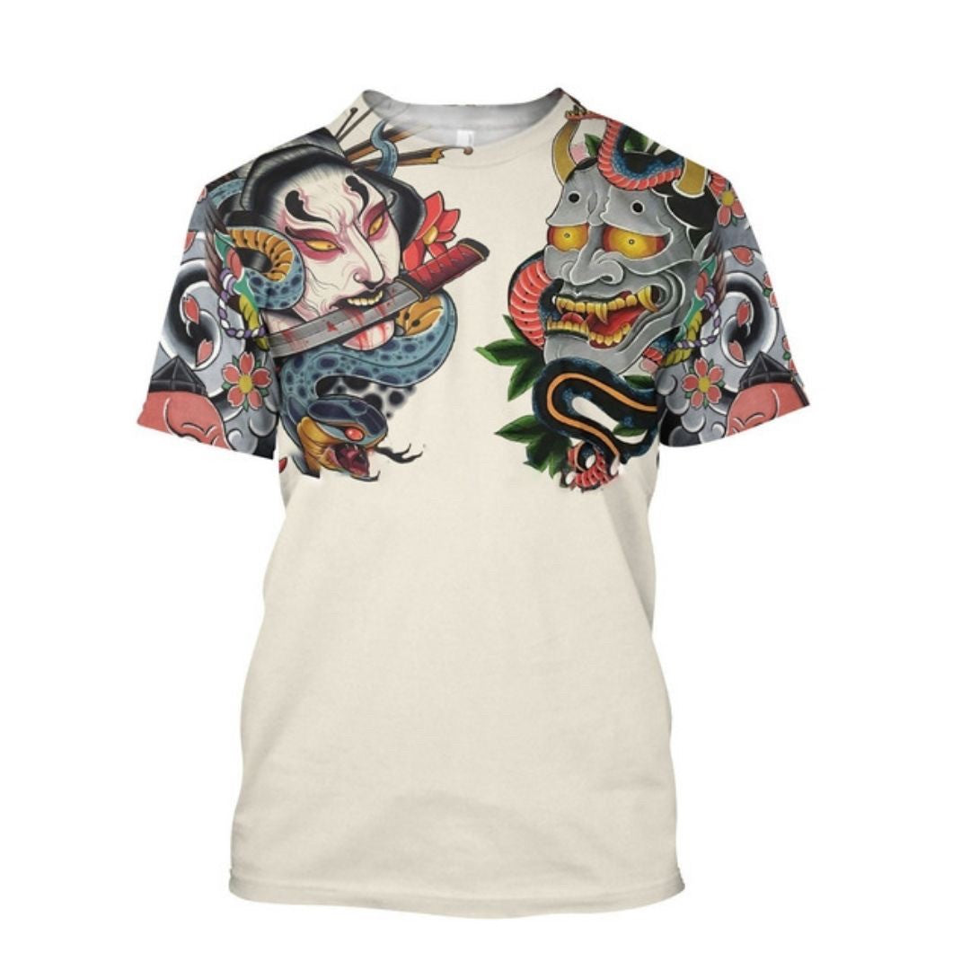 シャツ 男性 | 和柄般若半袖Tシャツ 男女兼用 ビッグシルエット