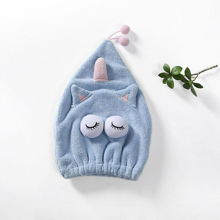 小物 その他 | 速乾ヘアタオル ネコ＆トナカイデザイン 髪を優しく包むボタン付き