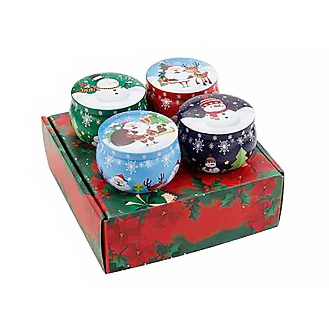 インテリア雑貨 その他 | クリスマス アロマキャンドルセット - ソイワックス缶入り4個
