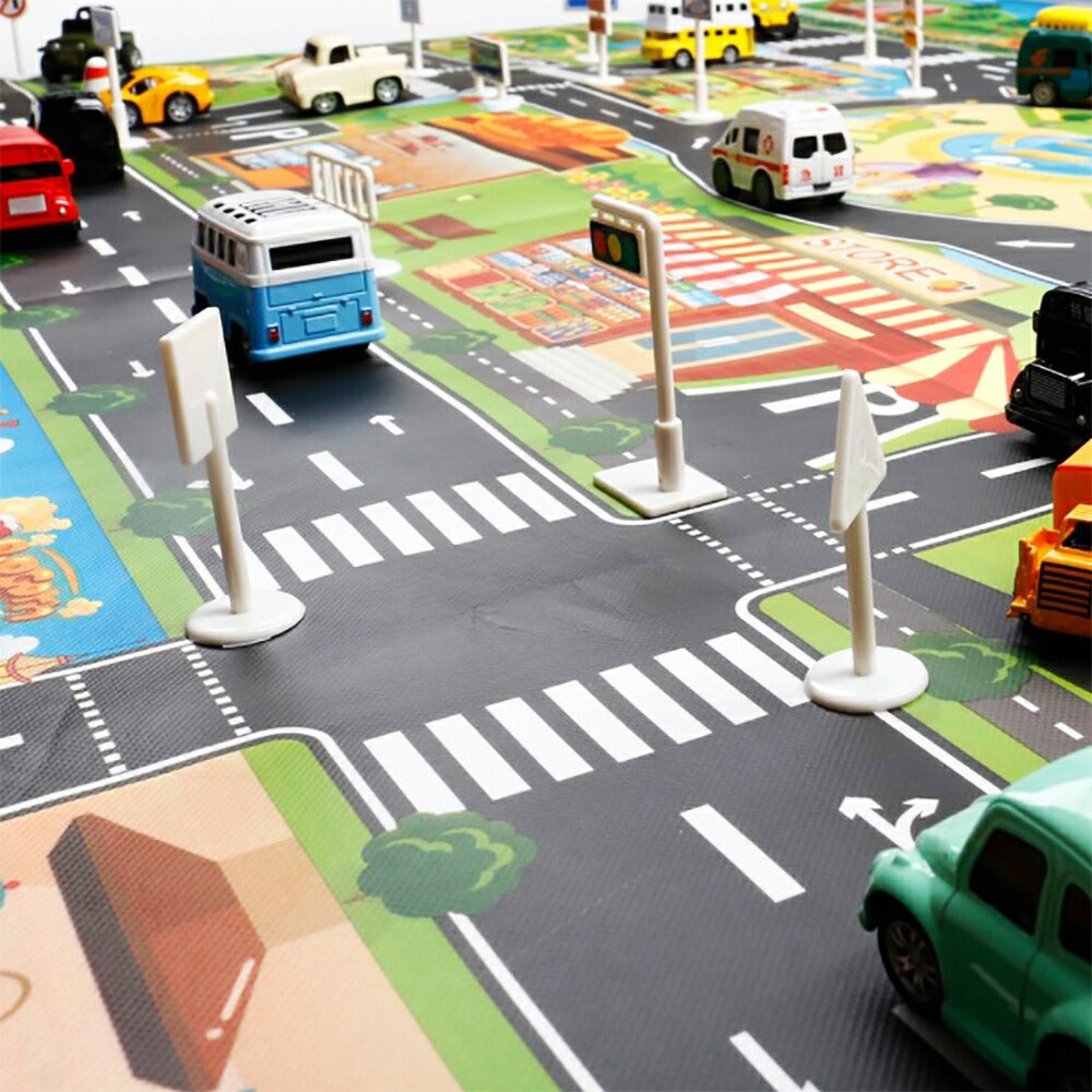 子供 おもちゃ | ジャンボ知育プレイマット・道路と街並みデザイン【3歳～6歳向け】