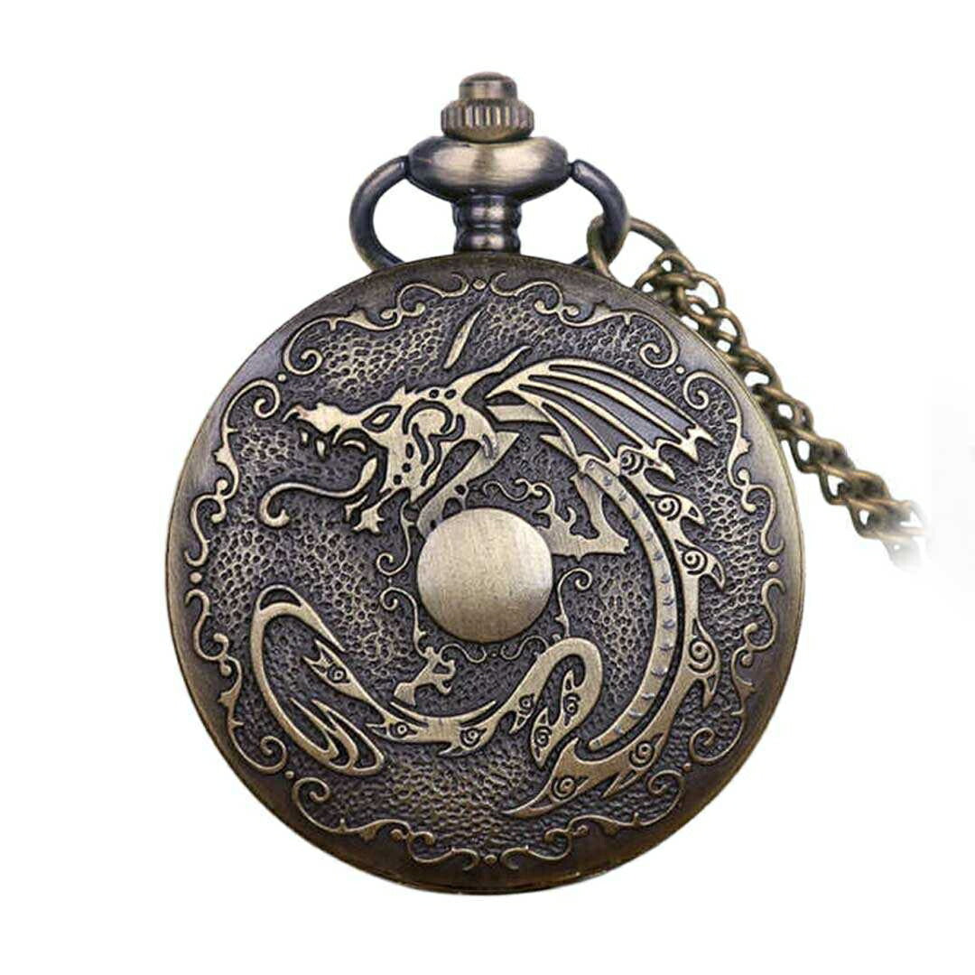 風水 時計 | アンティーク懐中時計 ユニセックス ブロンズチェーン付き