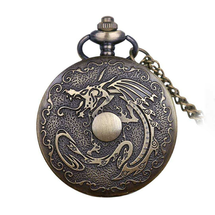 風水 時計 | アンティーク懐中時計 ユニセックス ブロンズチェーン付き