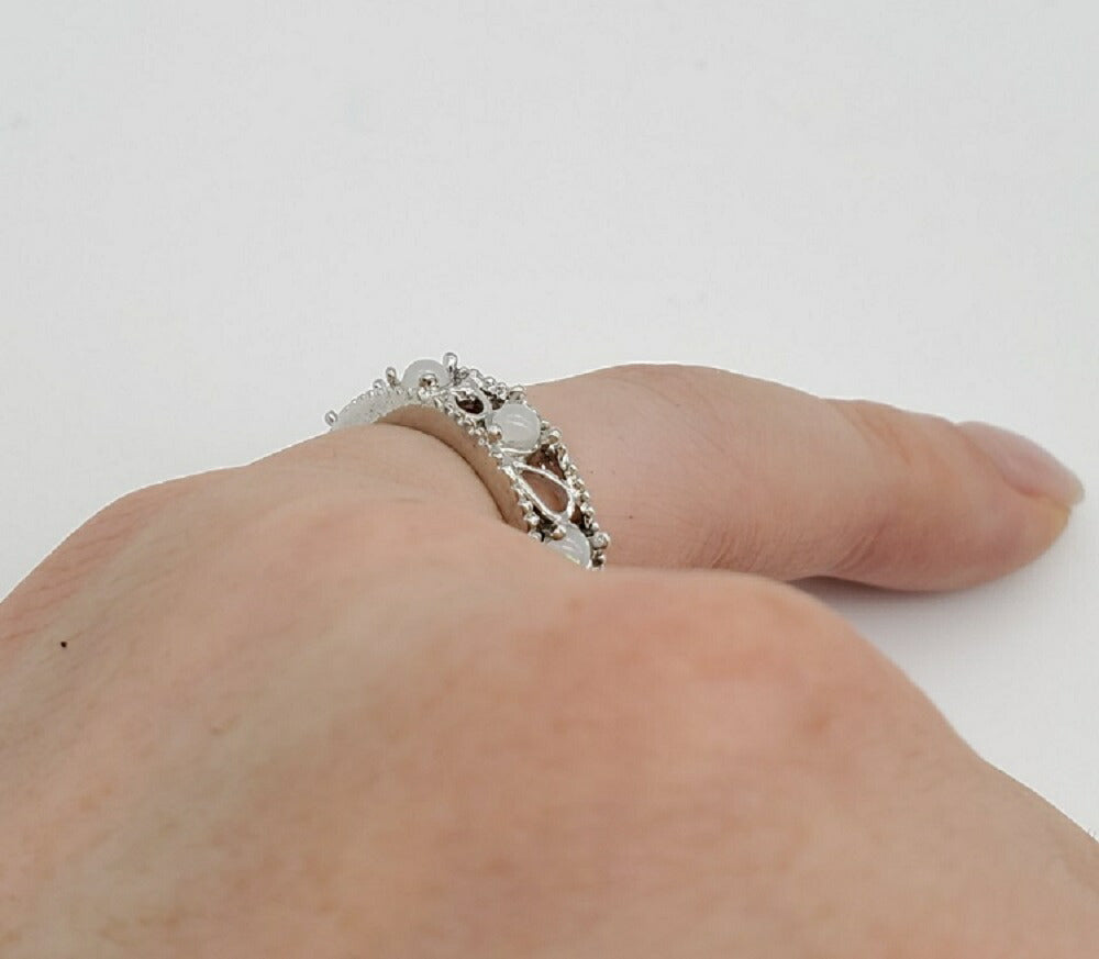 リング | ホワイトオパール＆貝パールリング 9号 - フォーマル向け