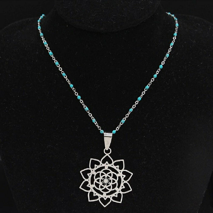 ネックレス | 向日葵デザイン ボヘミアンスタイル シルバーネックレス