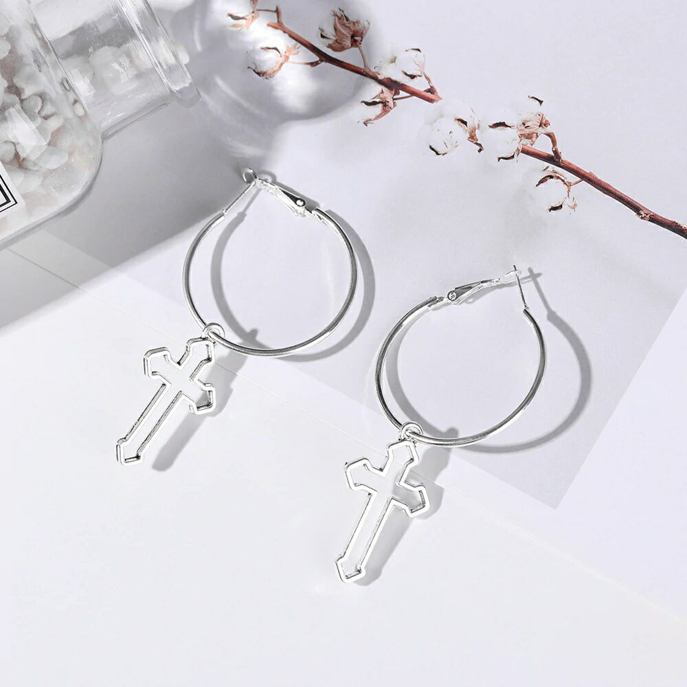 ピアス イヤーカフ | クロスチェーンピアス ２個セット ユニセックス