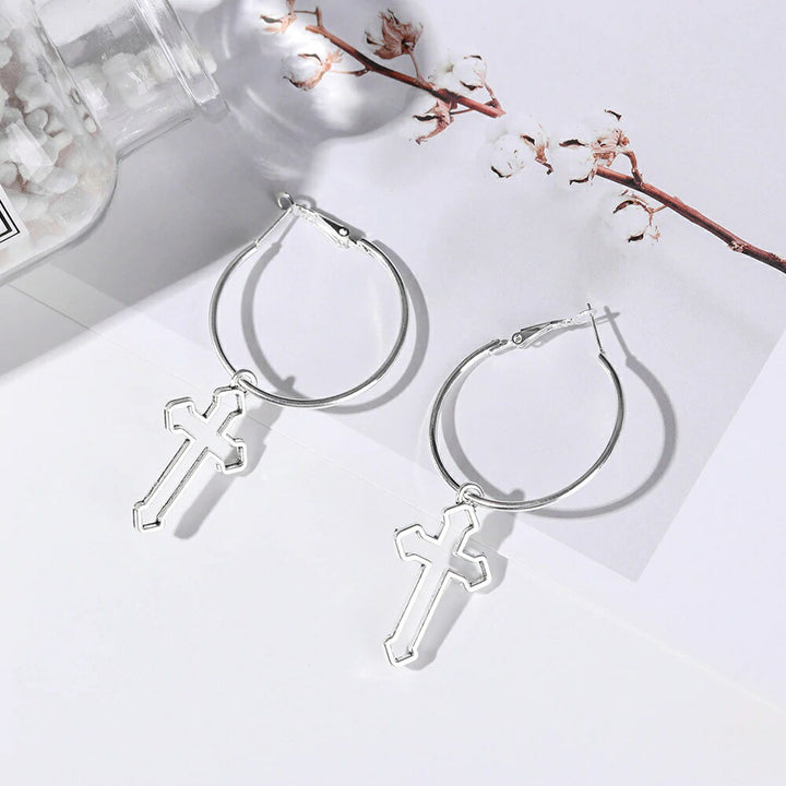 ピアス イヤーカフ | クロスチェーンピアス ２個セット ユニセックス