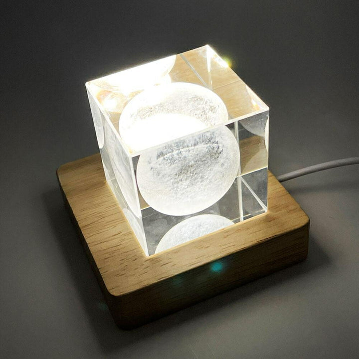 インテリア オブジェ | 3Dクリスタル月オブジェ LEDライトアップ付き
