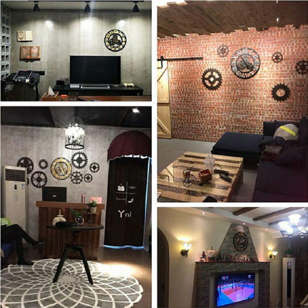 壁掛け時計 | アンティーク調木製壁掛け時計 - ローマ数字デザイン