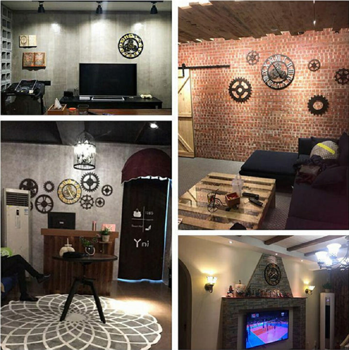 壁掛け時計 | アンティーク調木製壁掛け時計 - ローマ数字デザイン