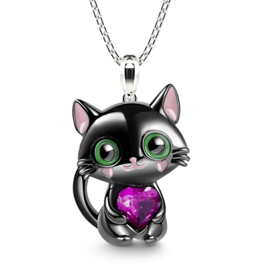 ネックレス | ピンクジルコニア猫モチーフネックレス