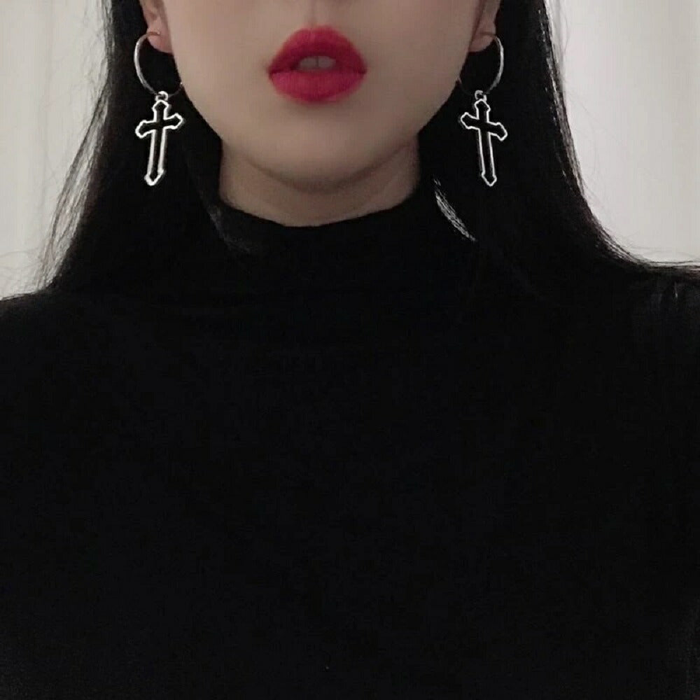 ピアス イヤーカフ | クロスチェーンピアス ２個セット ユニセックス