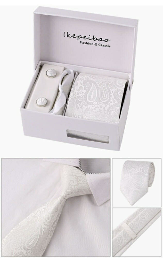 男性ファッション その他 | ペイズリー柄フォーマル4点セット（ネクタイ・カフスボタン・チーフ・ケース付き）