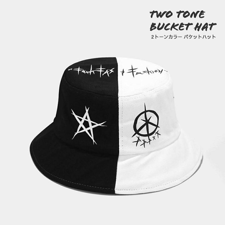 キャップ | ツートンカラー帽子 バケットハット 白黒 メンズ・レディース
