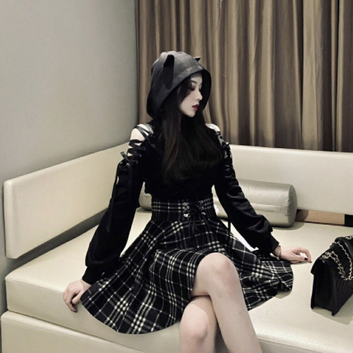 パーカー 女性 | 猫耳オフショルダーパーカー レディース 長袖