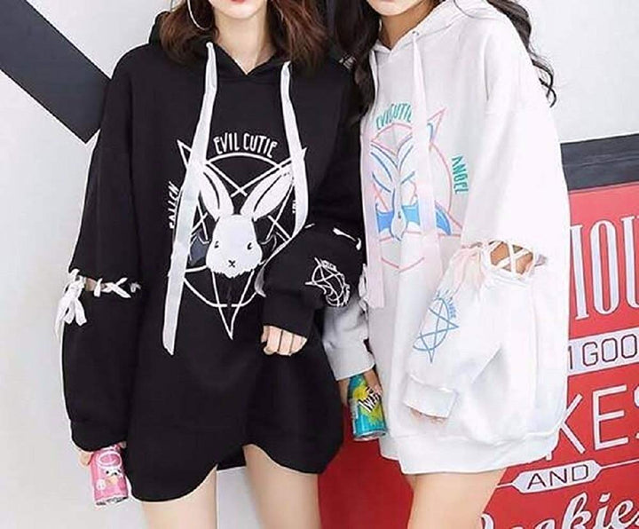 パーカー 女性 | ウサギ魔方陣 レディース 2WAY ビッグシルエットパーカー