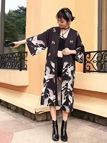 はっぴ | 鶴柄和風ローブ - ユニセックスお祭り衣装