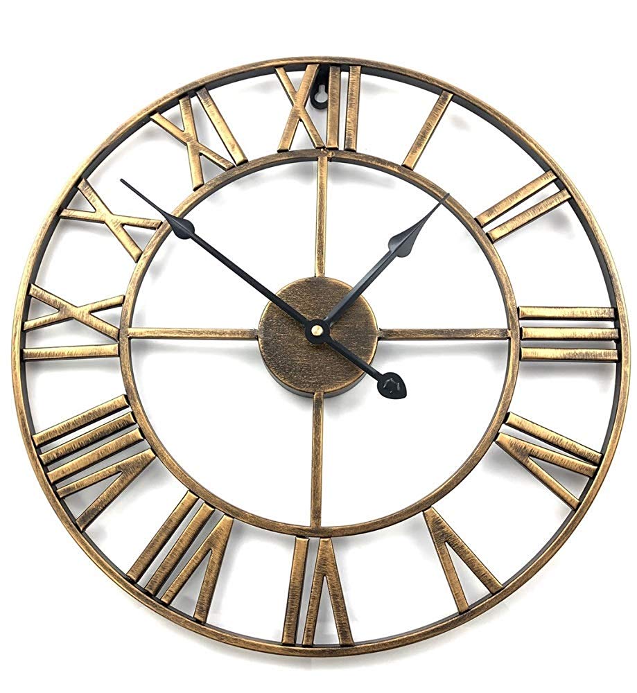 壁掛け時計 | 大きな静音アイアン壁掛け時計 - アンティークデザイン