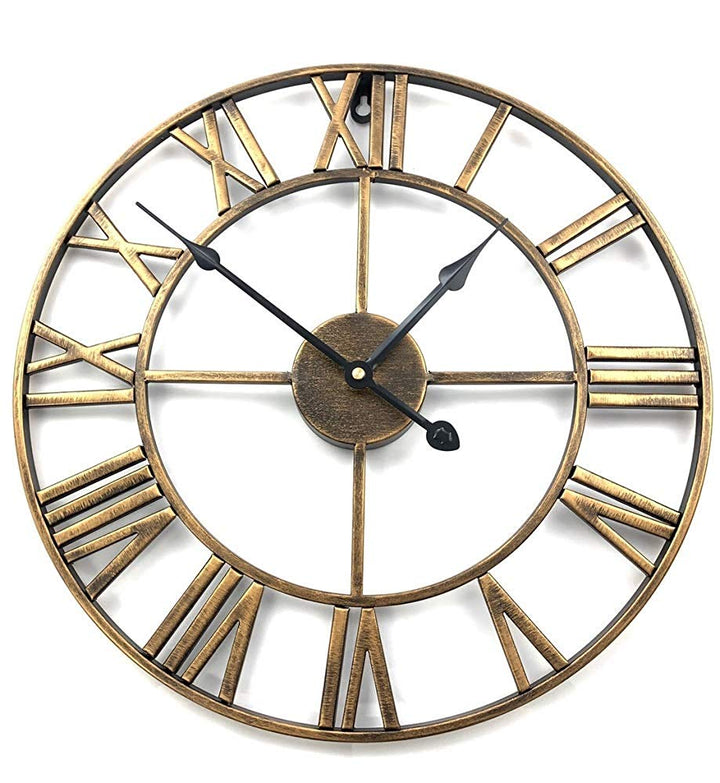 壁掛け時計 | 大きな静音アイアン壁掛け時計 - アンティークデザイン