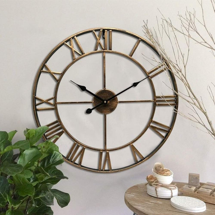 壁掛け時計 | 大きな静音アイアン壁掛け時計 - アンティークデザイン