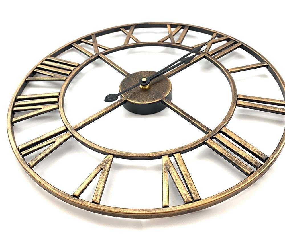 壁掛け時計 | 大きな静音アイアン壁掛け時計 - アンティークデザイン
