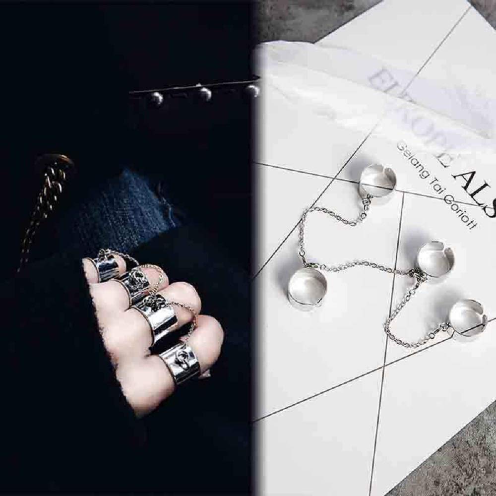 リング | 4連ユニセックスリング シルバー/ゴールド フリーサイズ