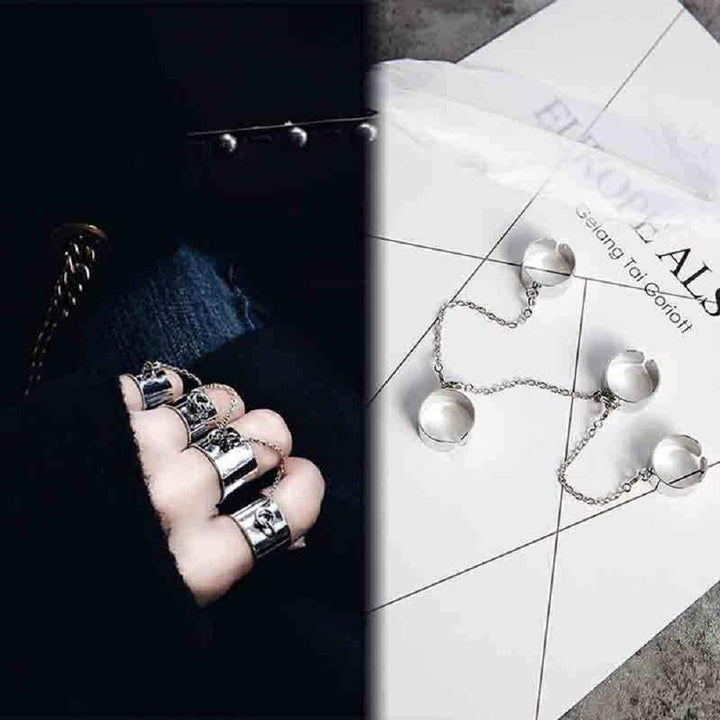 リング | 4連ユニセックスリング シルバー/ゴールド フリーサイズ