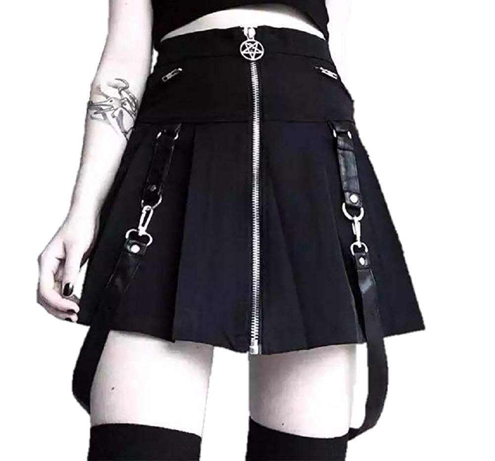 ボトムス 女性 | ゴシックスカート サスペンダー付き フリーサイズ【ブラック/レッド】