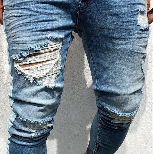 ボトムス 男性 | ダメージ スキニーデニム メンズ サイドライン