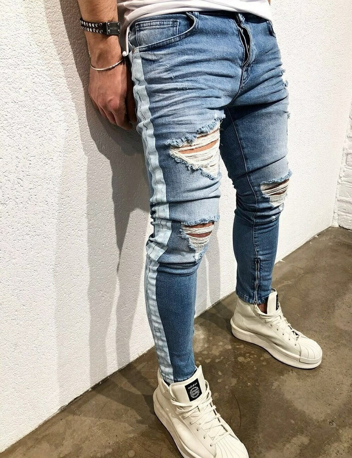 ボトムス 男性 | ダメージ スキニーデニム メンズ サイドライン