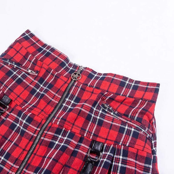 ボトムス 女性 | ゴシックスカート サスペンダー付き フリーサイズ【ブラック/レッド】