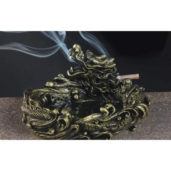 風水 インテリア | 高級ガラス灰皿「守護龍」 - 風水インテリア小物入れ